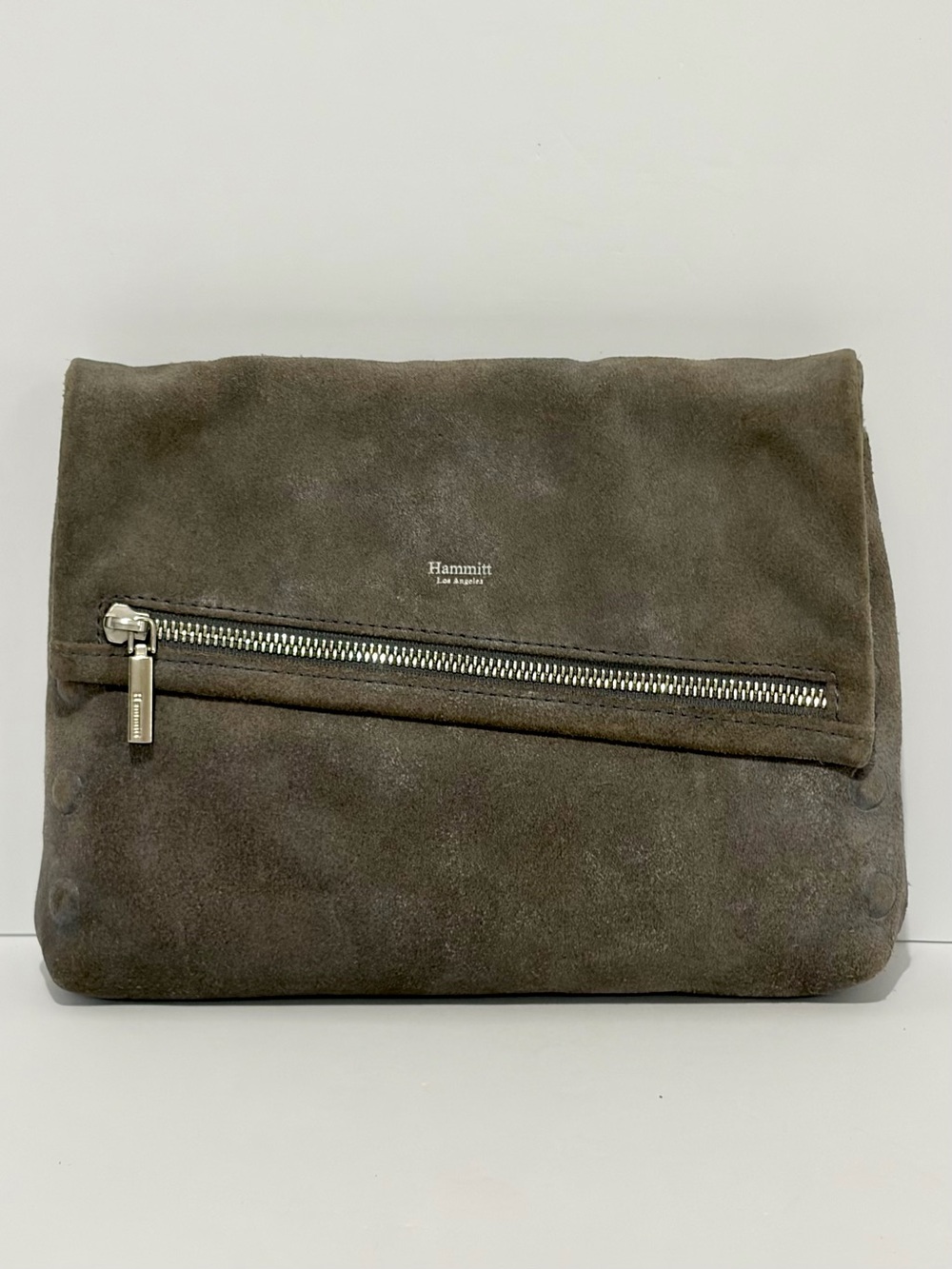 Hammitt VIP Medium Crossbody In Grey Metallic Buffed Suede/Brushed Silver